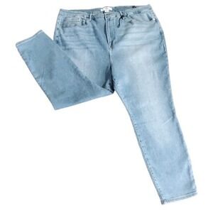 Good American‎ x Zara Women's High Rise Jeans Tapered Leg Light Wash, W 43, L27